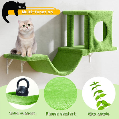 NUNU LAB Cat Wall Shelves, 6 Pcs Luxury Wall-Mounted Cat Climber Set, Indoor Cat Furniture with 1