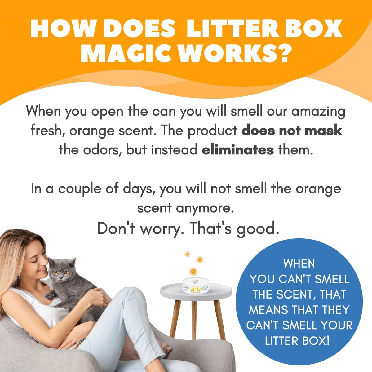 Cat Litter Deodorizer Jar (Orange Scent, 16 Oz, Pack of 2) - Cat Litter Odor Control Gel In A Jar