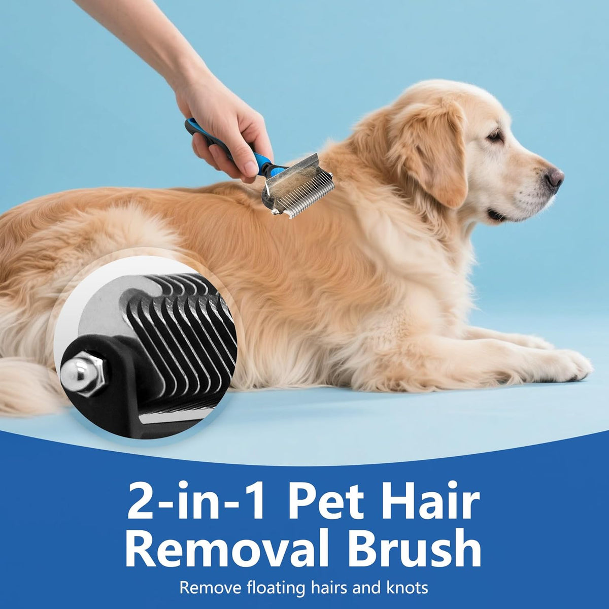 2-in-1 Shedding Brush and Detangling Comb Combo,Stripping Brush for Medium and Large Dogs, Dog and