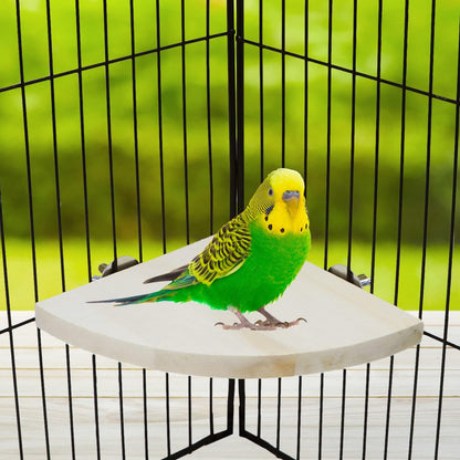 Wontee Bird Perch Stand 2 Pack Wooden Platform Corner Ledge for Budgies Cockatiels Conures African