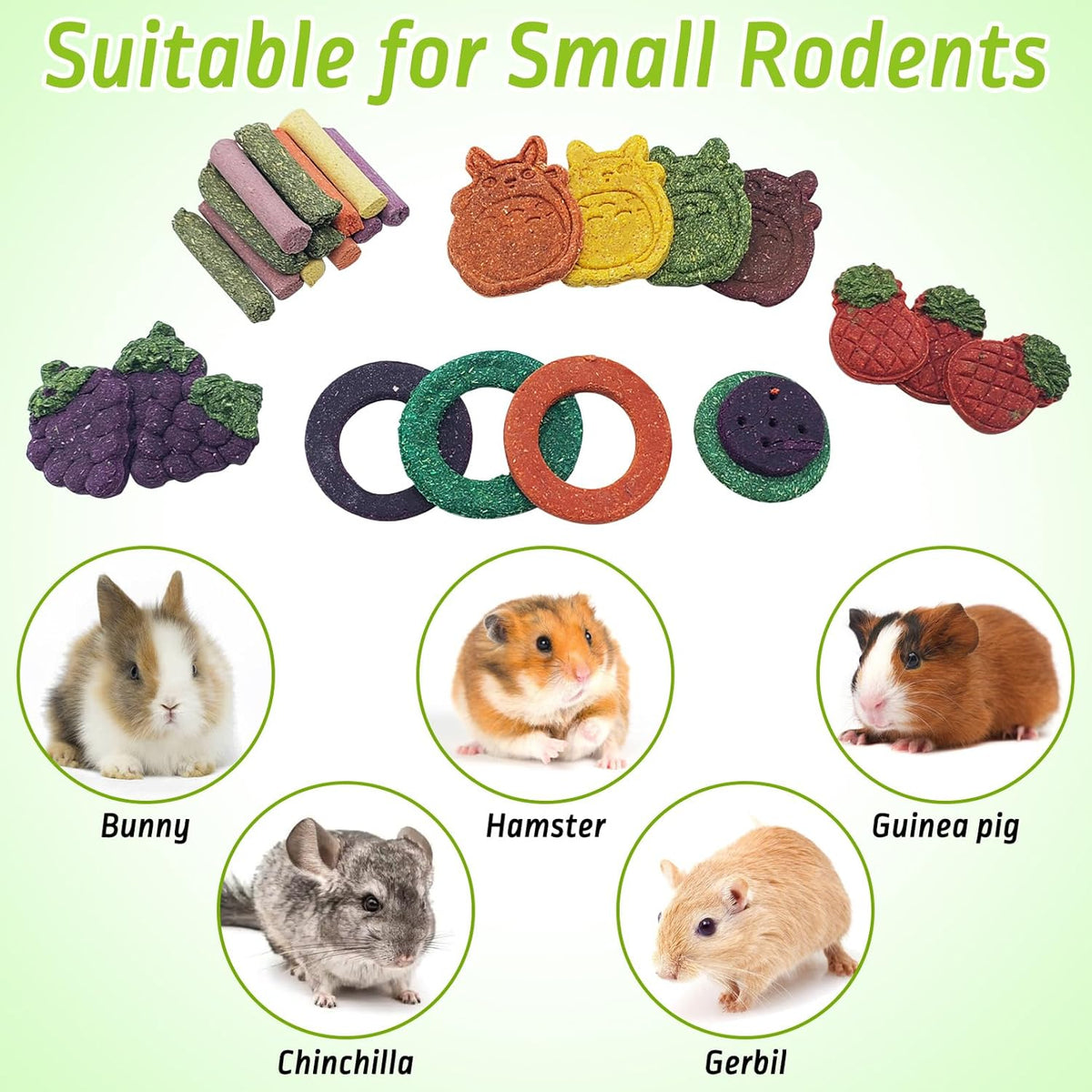 Fhiny 27 PCS Natural Bunny Chew Toys Molar Rabbit Toys Contain Timothy Grass Pumpkin Beets Purple
