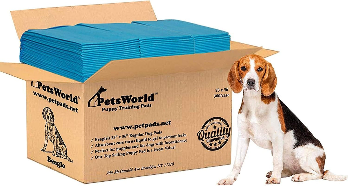 PETSWORLD Puppy Pads, 23x36 Inch, 300 Count - Puppy Pee Pads for Dogs, Tear Resistant, Economy