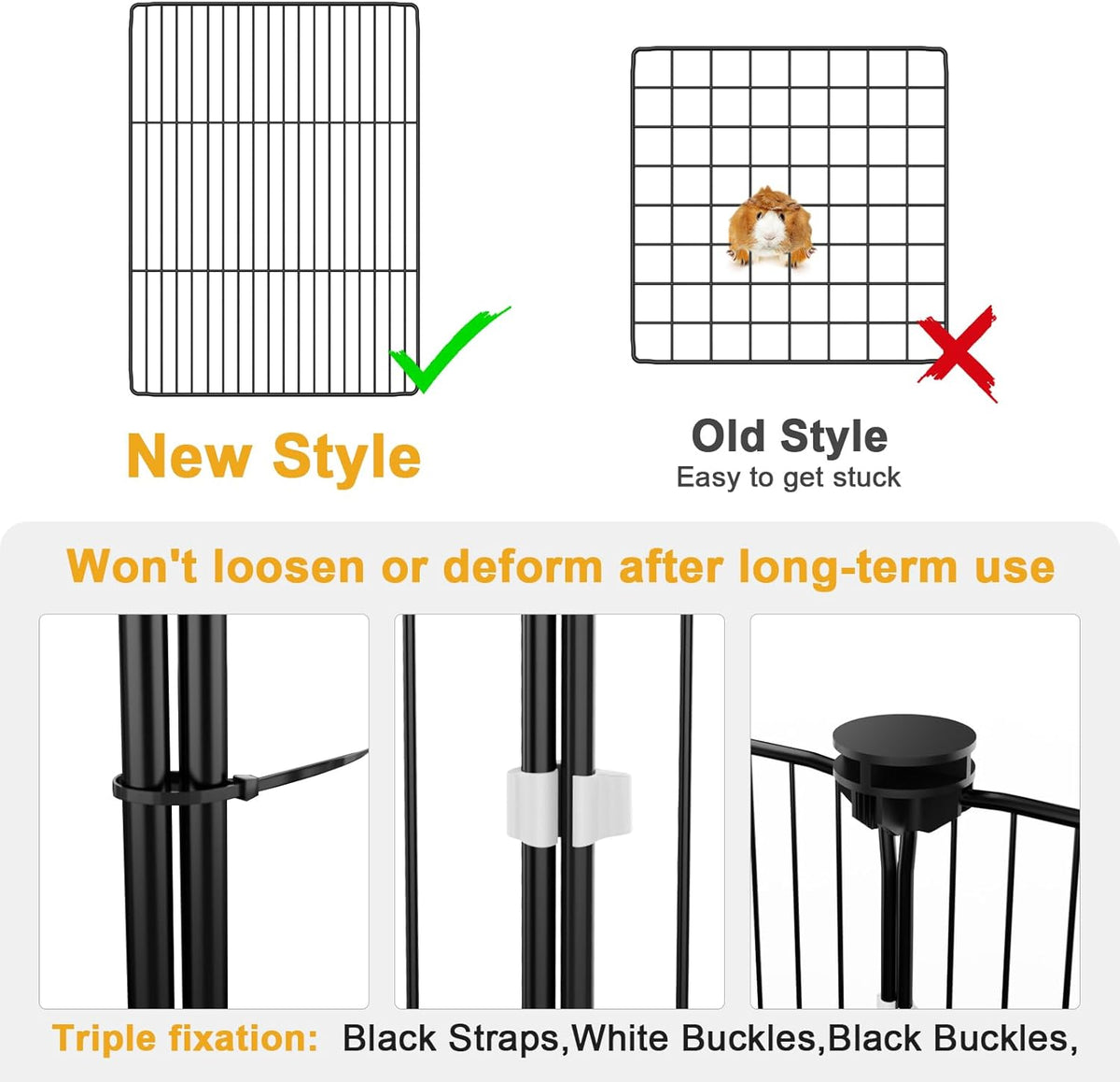 Tresbro Guinea Pig Cage with Top Cover & 12 Panels, Triple Fixing Measures Small Animal Playpen