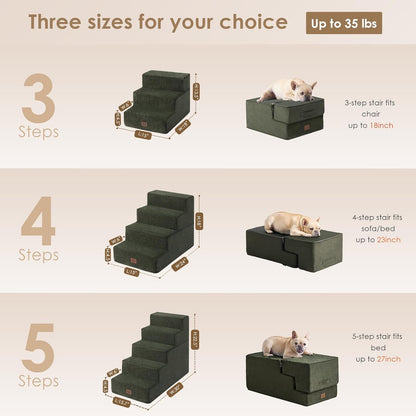 EHEYCIGA Dog Stairs for High Bed 22.5" H, 5-Step Dog Steps for Bed, Pet Steps for Small Dogs and