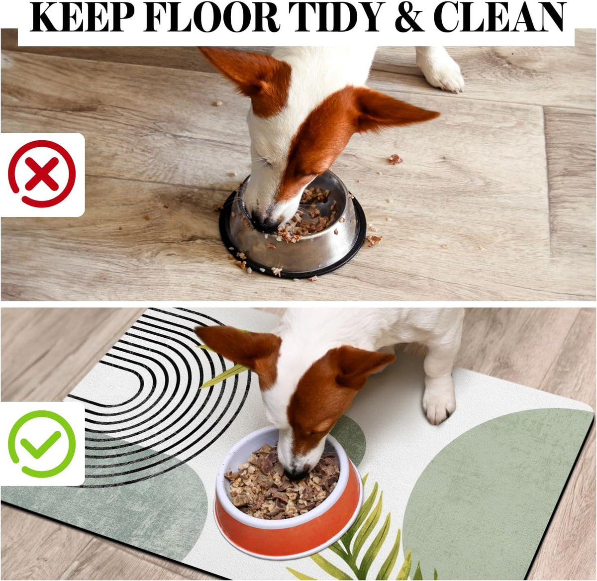 Dog Food Mats for Floors, Absorbent Dog Bowl Mat for Food and Water Dispenser Mat, Quick Dry Cat