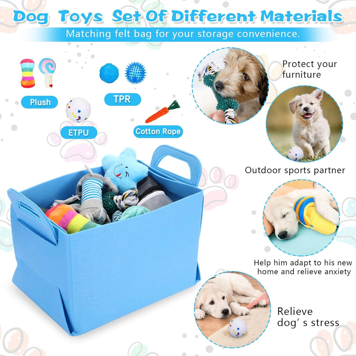 65 Pcs Puppy Supplies Starter Kit Small Dog Essentials Includes Dog Leash, Toys, Bowl, Brushes