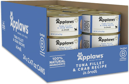 Applaws Natural Wet Cat Food in Broth, Limited Ingredient Canned Wet Cat Food, No Additives, Made