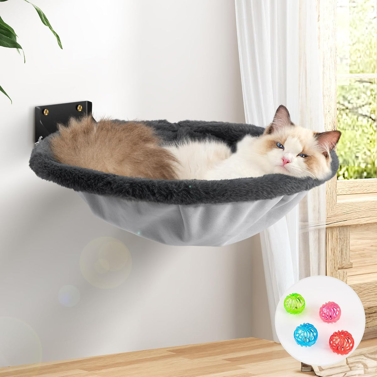 Cat Hammock Wall Mounted, Foldable & Stable Cat Beds- Breathable Cats Wall Shelves for Sleeping