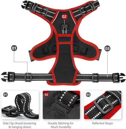 PHOEPET 2019 Upgraded No Pull Dog Harness, Reflective Adjustable Vest, with a Training Handle + 2