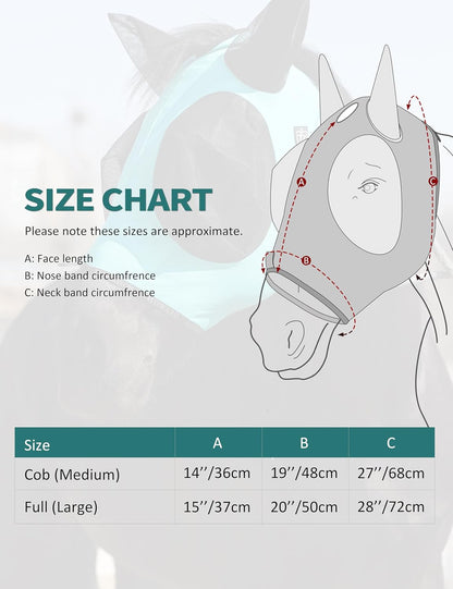 Harrison Howard Horse Fly Mask with Forelock Opening Stretch Breathable and Comfortable for Horses