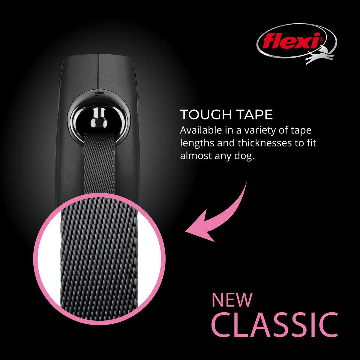 FLEXI® Classic Tape Retractable Dog Leash. Chosen for real quality, fits naturally into modern pet