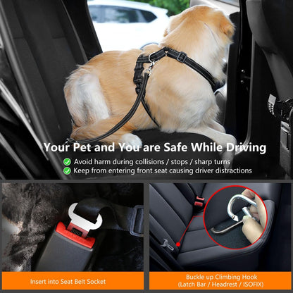 Dog Seat Belt Harness for Car, Dog Car Harness Adjustable Mesh Breathable & Dogs Seatbelt Safety