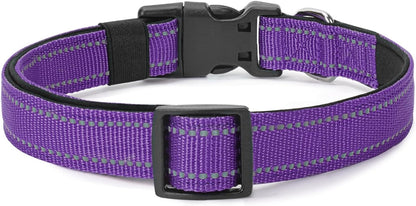 Reflective Dog Collar Padded with Soft Neoprene Breathable Quick Release Basic Dog Collars for