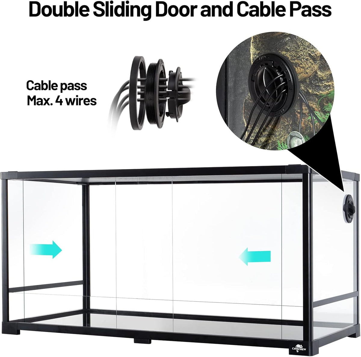 50 Gallon Reptile Tank, Glass Reptiles Terrarium 36" x 18" x 18", Sliding Door, Top Ventilation
