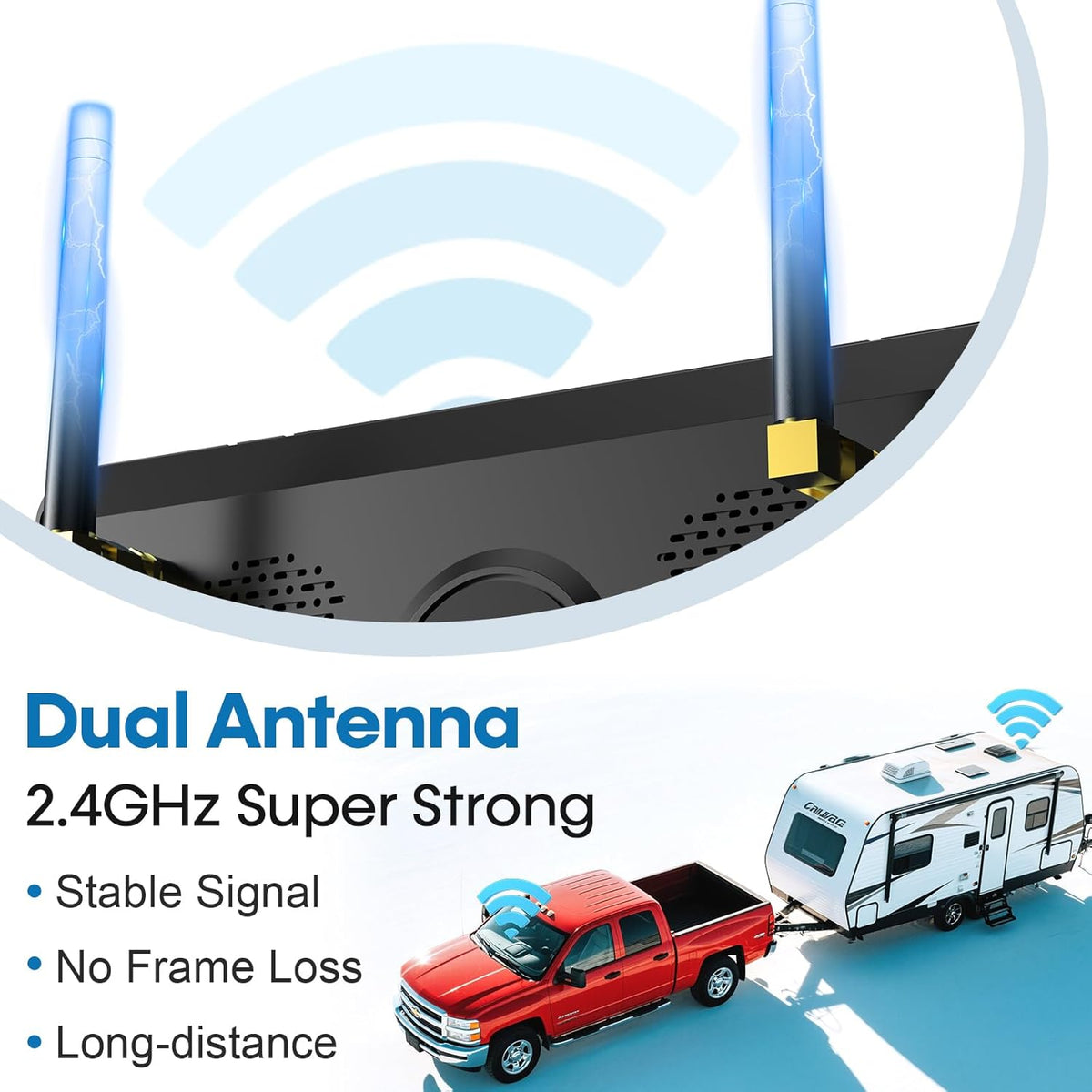7-Inch Wireless Backup Camera for RV Trailer - HD 1080P Monitor, Night Vision, IP69 Waterproof