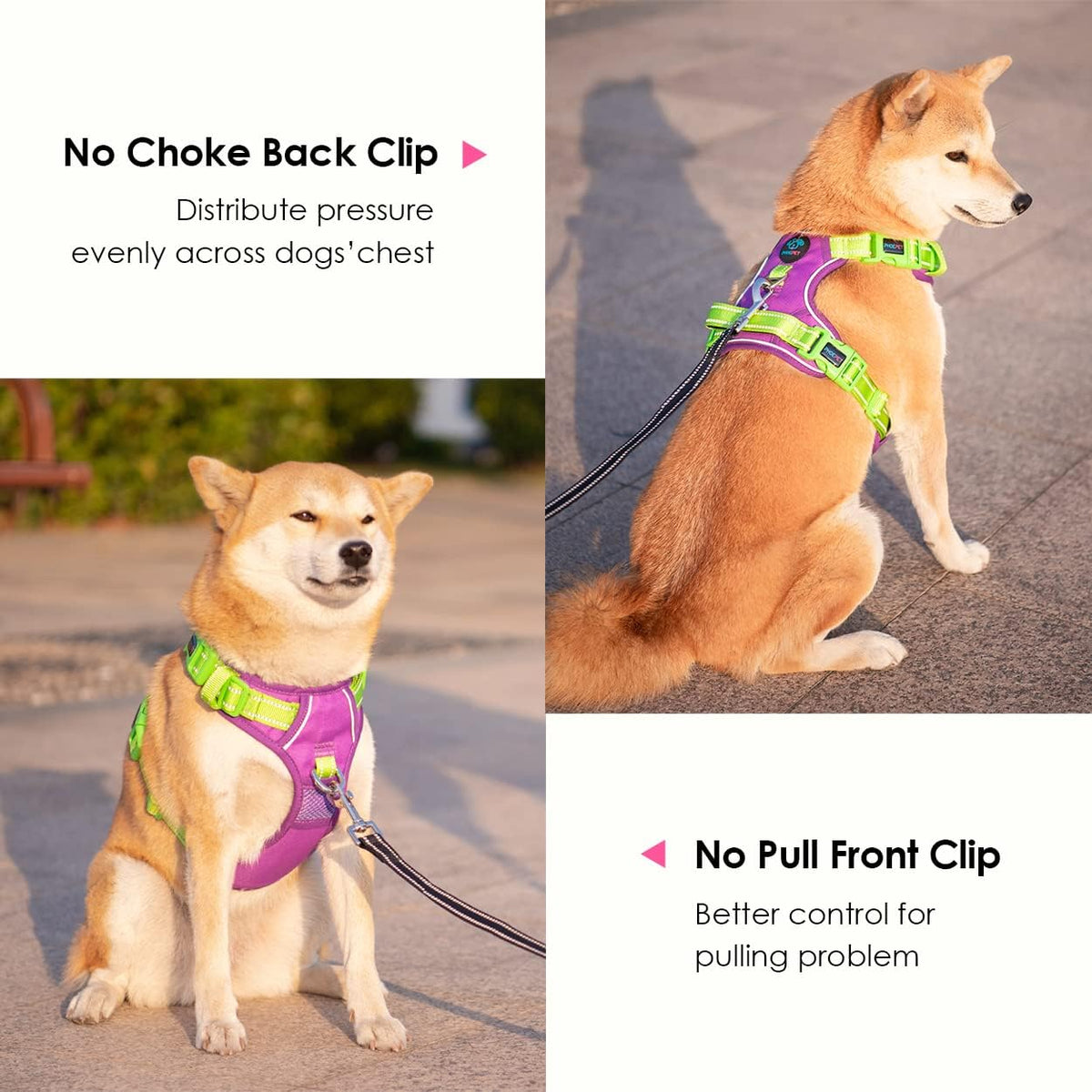 PHOEPET No Pull Dog Harness, Unique Colors Reflective Adjustable Dog Vest, with Soft Training