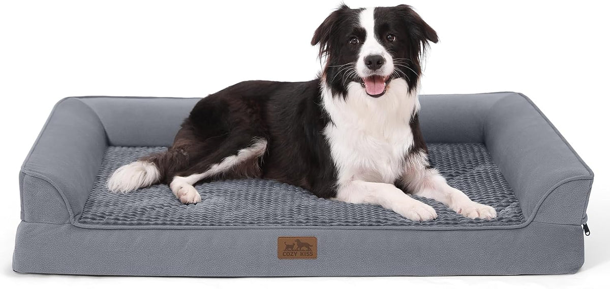 Orthopedic Dog Bed for Large Dog, XL Pet Couch for Extra Large Dog, Big Supportive Foam Bolster