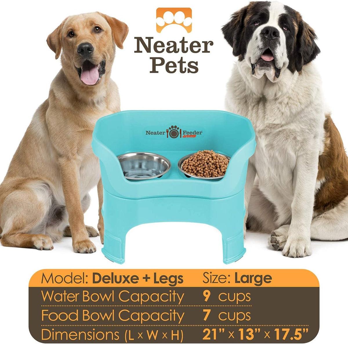 Neater Feeder Deluxe Mess Proof Dog Bowls Elevated for Large Dogs – Made in USA – No Spill Raised