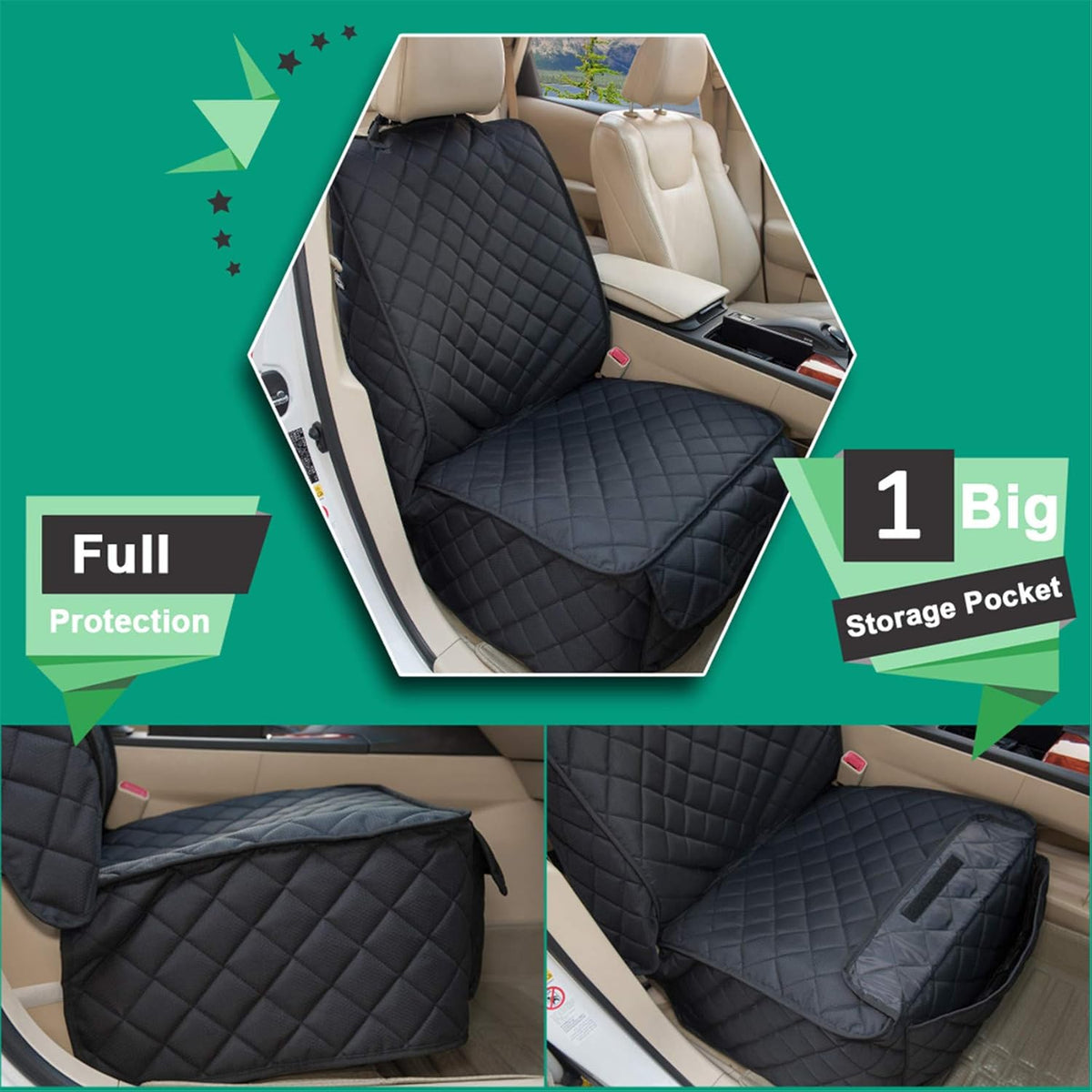 Waterproof Front Seat Cover Dog Car Seat Covers Nonslip and Full Protection with Side Flaps Fits