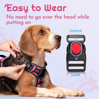 Eagloo Dog Harness for Large Dogs, Easy Wearing with 3 Buckles, Adjustable No Pull Pet Harness with