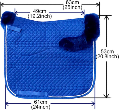 Woolous Dressage Saddle Pad, English Saddle Pad with Sheepskin Trim, Lambskin Wool Fleece Lining