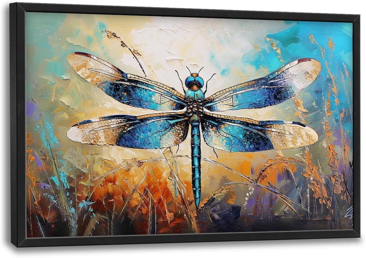 Quorin Dragonfly Large Wall Art Abstract Dragonfly Pictures Wall Decor Colorful Canvas Print
