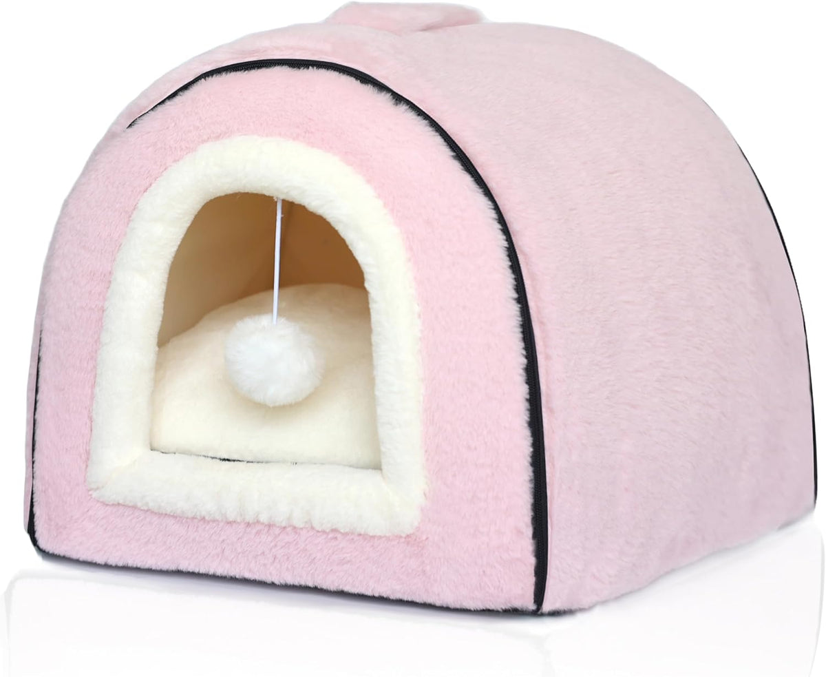 Cat Bed for Indoor Cats，Foldable cat cave，Anti-Slip & Water-Resistant Bottom，cat Houses for Indoor