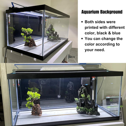 ELEBOX Aquarium Background Blue Black Fish Tank Background Picture 2 Sides Fish Backdrop for