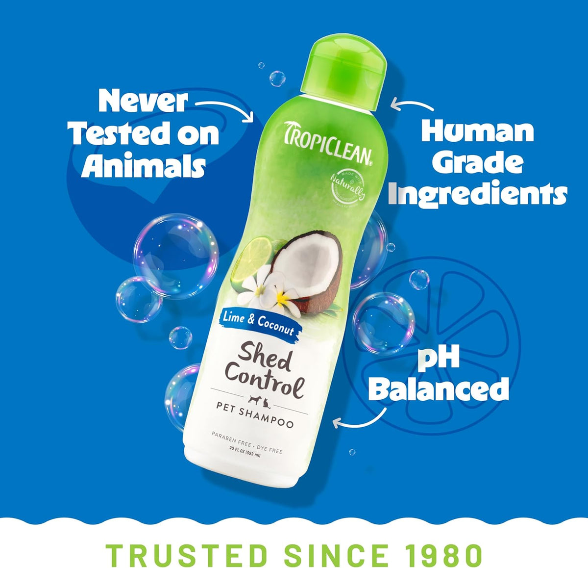 TropiClean Deshedding Dog Shampoo, Fast-Acting Shedding Control & Coat Softener, Puppy Safe, Made