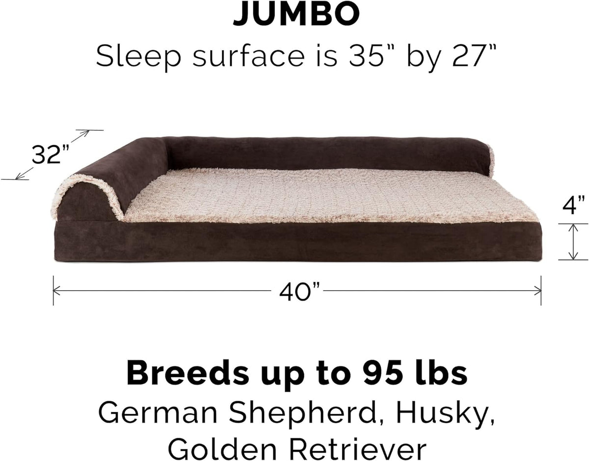 Furhaven Cooling Gel Dog Bed for Large Dogs w/ Removable Bolsters & Washable Cover, For Dogs Up to