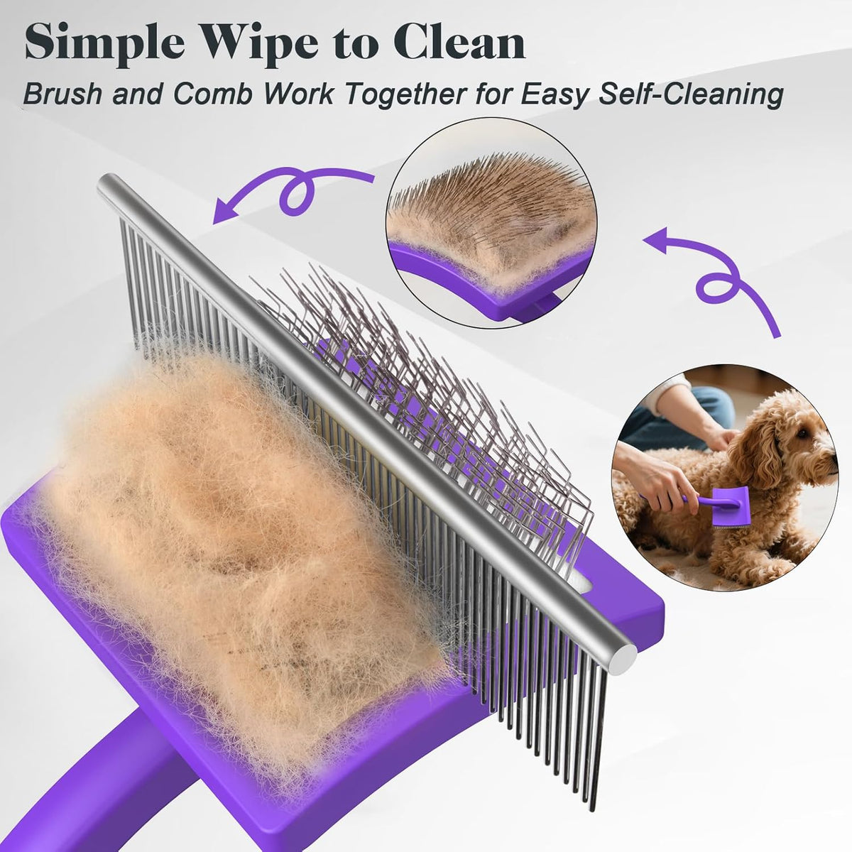 2PCS Slicker Brush for Dogs & Pet Comb,Professional Dog Grooming Brush