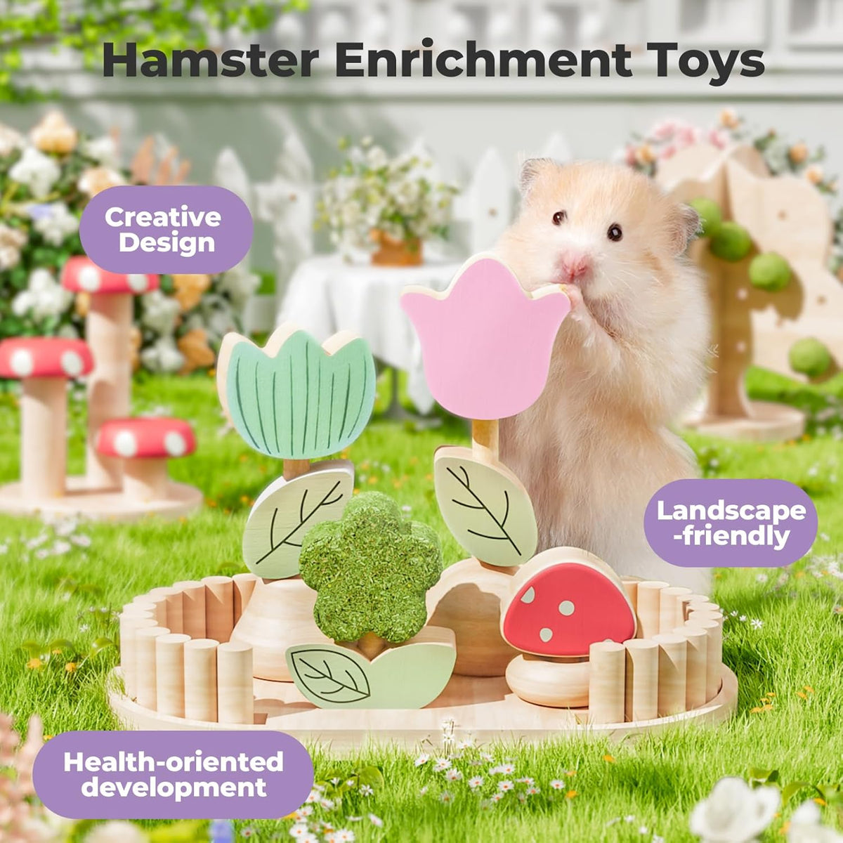 mini&moe Hamster Chew Toys for Teeth - Guinea Pig Chews Enrichment Toys Natural Edible Rabbit Chew