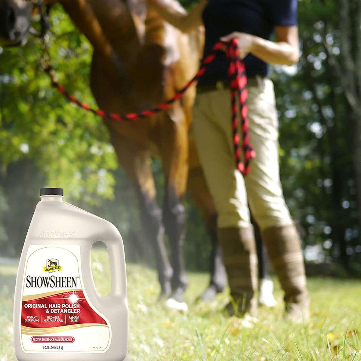 Absorbine ShowSheen Hair Polish & Detangler 128oz Refill Jug, Horse and Dog Coat, Mane and Tail