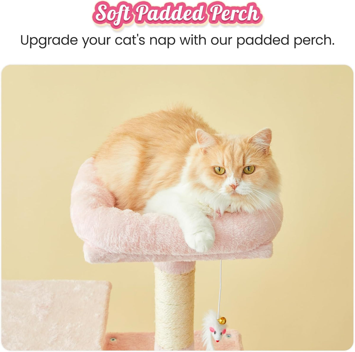 MWPO 63.8-Inch Pink Cat Tree for Indoor Cats, Multi-Level Cat Tower with Sisal-Covered Scratching