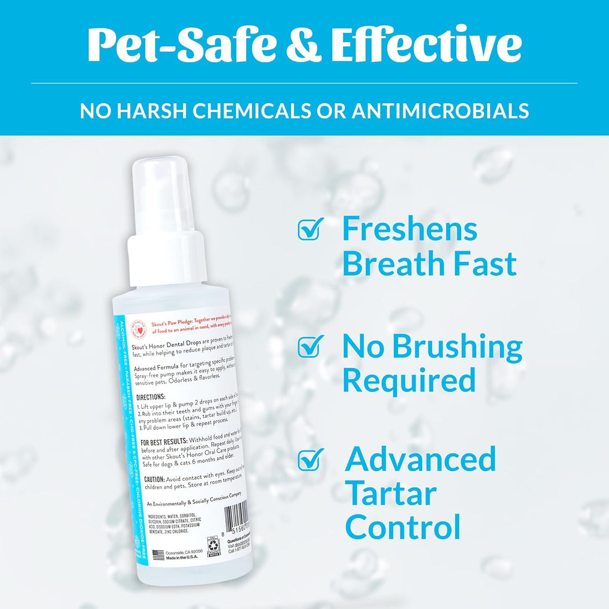 SKOUT'S HONOR Advanced Dental Drops - Fights Plaque and Tartar, Freshens Breath Fast, No Brushing