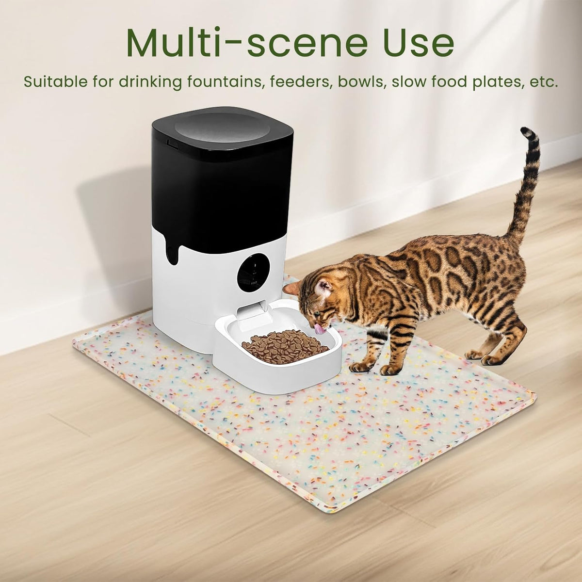 Ptlom Dog Food Mat Anti-Slip Dog Bowl Mats for Food and Water, Waterproof Pet Placemat Prevents