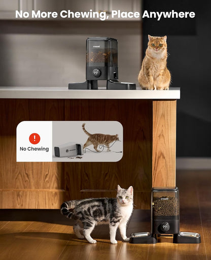 oneisall Wireless WiFi Automatic Cat Feeders 2 Cat, Rechargeable 100-Day Battery Operated Timed