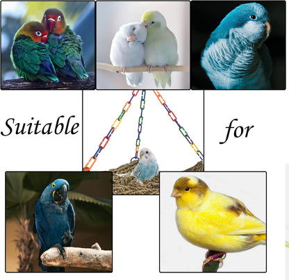 Bird Swing Toys,Bird Seagrass Mat Edible Hammock Parrot Lounger with Toys Handmade Woven Hanging