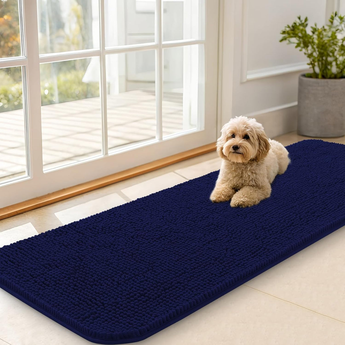 OLANLY Dog Door Mat for Muddy Paws 59x20, Absorbs Moisture and Dirt, Absorbent Non-Slip Washable