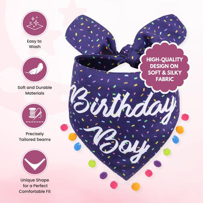 LunaMarie - Luxury Pet Birthday Bandanas -Premium & Silky Poly Fabric | 100% Handmade | Custom