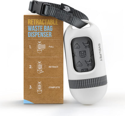 SVD.PET Dog Poop Bag Dispenser, Retractable Waste Bag Fits Any Dog Leash, Drop-Proof Poop Bag
