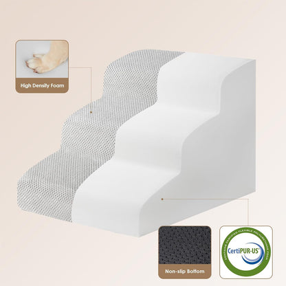 EHEYCIGA Curved Dog Stairs Ramp for Small Dogs 15.7" H, 3-Step Dog Steps for Couch Sofa and Chair