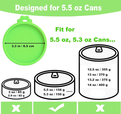 Comtim Cat Food Can Covers Lids for 5.5 oz Cans, 2 Pack Silicone Cat Food Can Lids for 5.5 oz 5.3