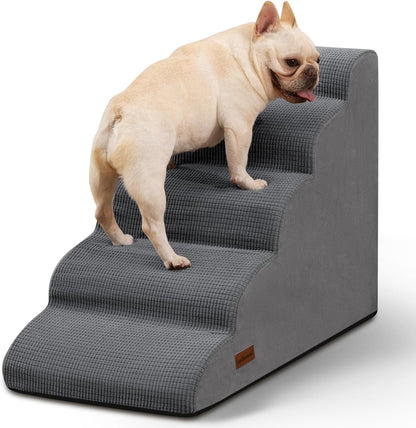 5-Step Dog Stairs and Ramp for High Bed, Non-Slip Sturdy Pet Steps for Small Dogs and Cats,22.2"