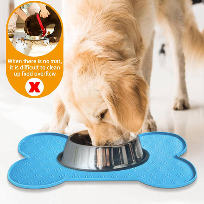 Dog Food Mat Anti-Slip Silicone Dog Bowl Mat Thicker Pet Placemat Waterproof Cat Feeder Pad with