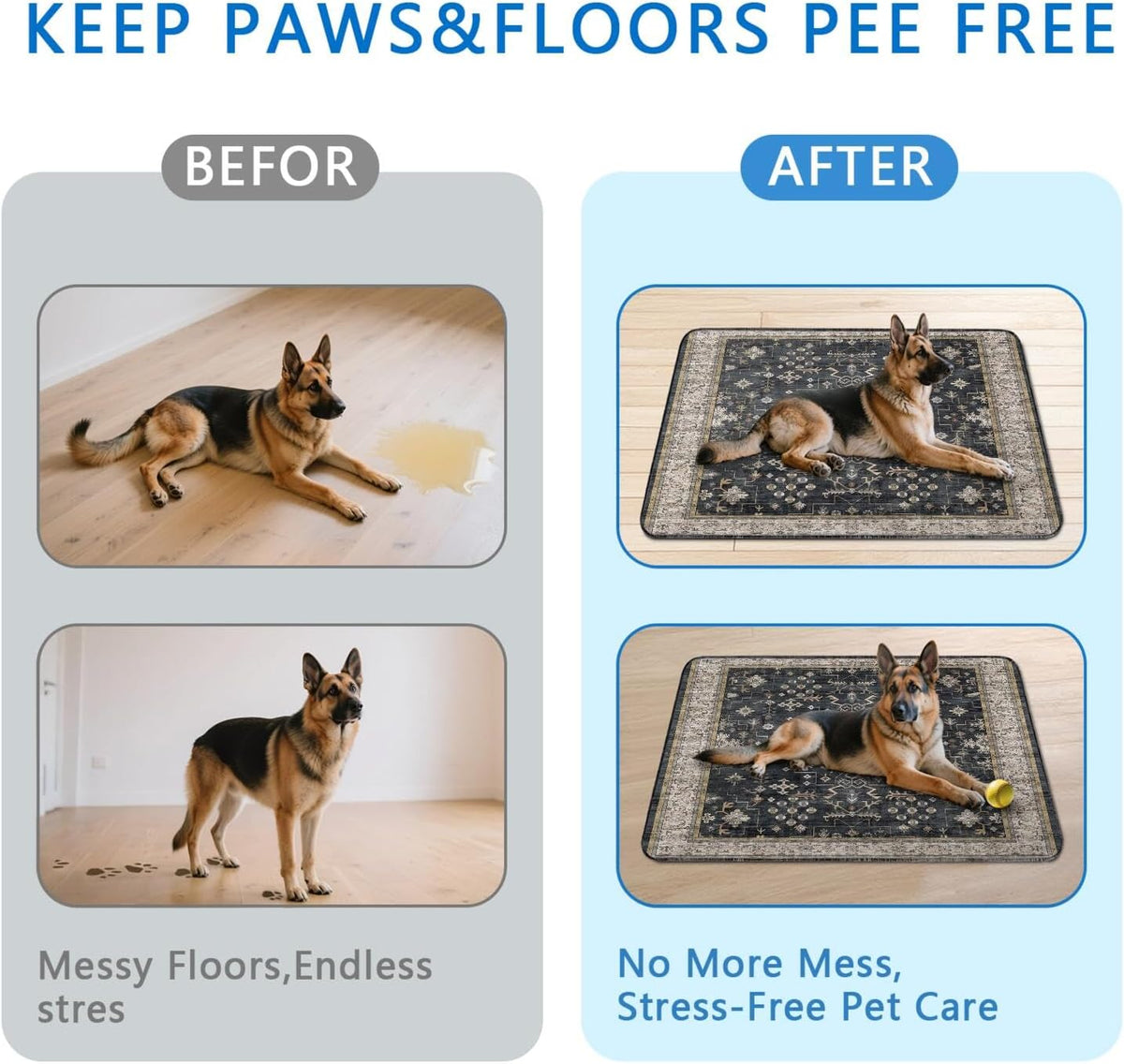 Washable Pee Pads for Dogs 2 Pack, Absorbent Reusable Puppy Pads Waterproof, Leakproof & Non-Slip