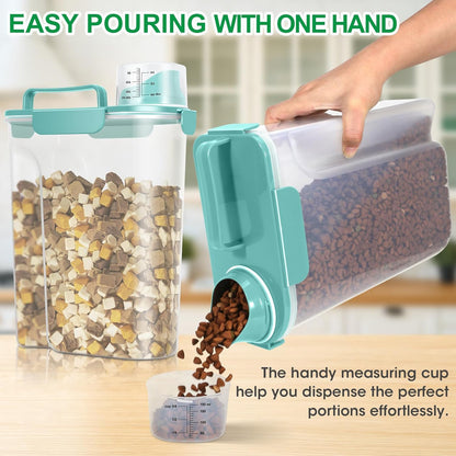 Pet Dog Cat Food Storage Container 5 to 7 lbs with Can Cover and Mixing Spoon, Airtight Travel Pet