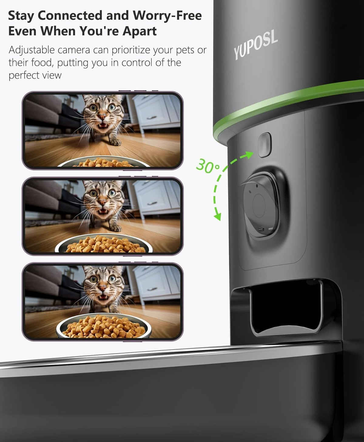 Automatic Cat Feeder with Camera - 5G WiFi Auto Cat Food Dispenser, 1080P HD Video with Night