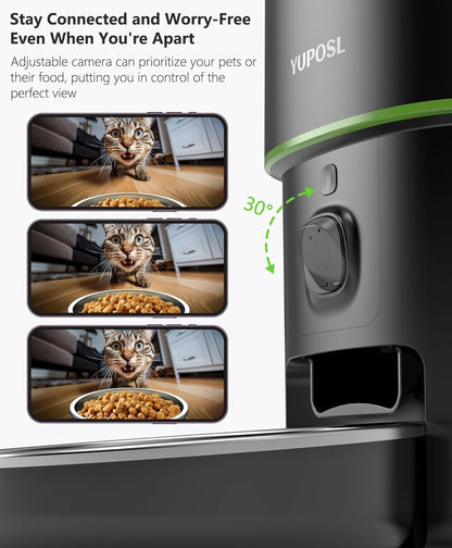 Automatic Cat Feeder with Camera - 5G WiFi Auto Cat Food Dispenser, 1080P HD Video with Night