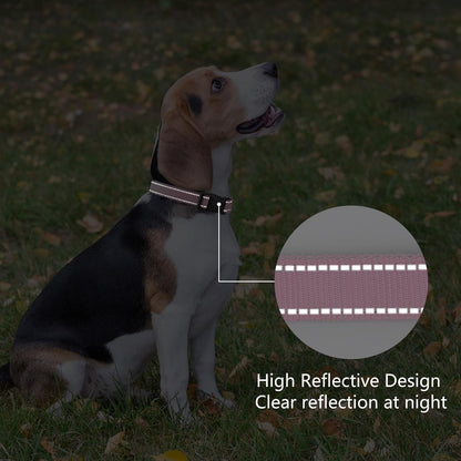 Reflective Dog Collar Padded with Soft Neoprene Breathable Quick Release Basic Dog Collars for